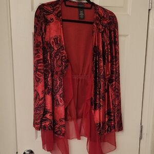 Red and Black Floral Kimono Cardigan